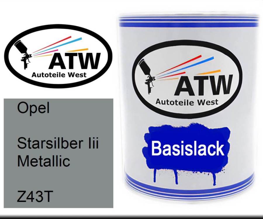 Opel, Starsilber Iii Metallic, Z43T: 1L Lackdose, von ATW Autoteile West.